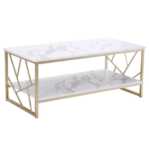 Mercer41 Marble Coffee Table White Gold Coffee Tables For Living Room